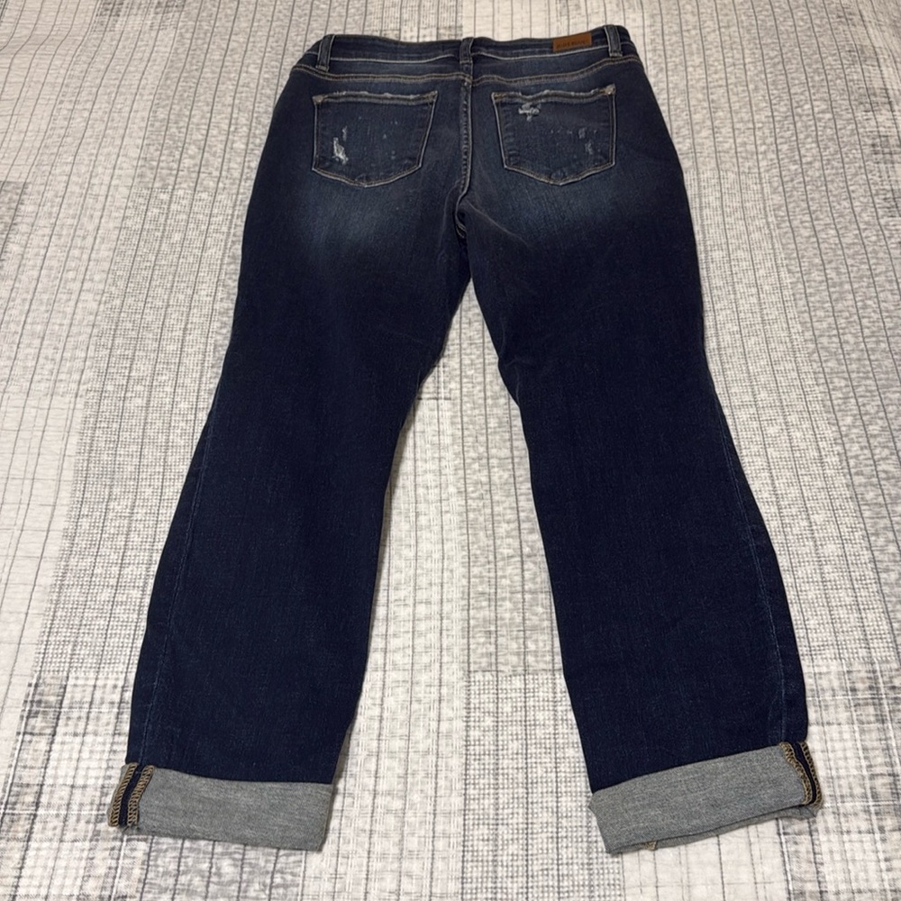 Judy blue size 9/29 mid rise boyfriend fit distressed blue jeans - Picture 2 of 2